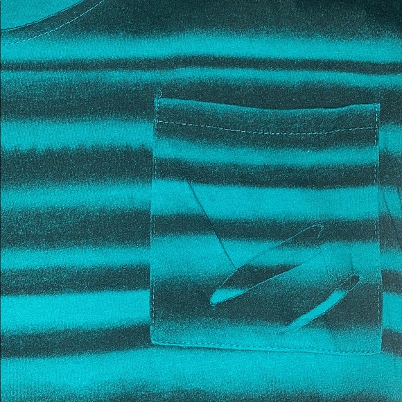 DC Raw Edge Teal Striped Tee - Picture 4 of 6